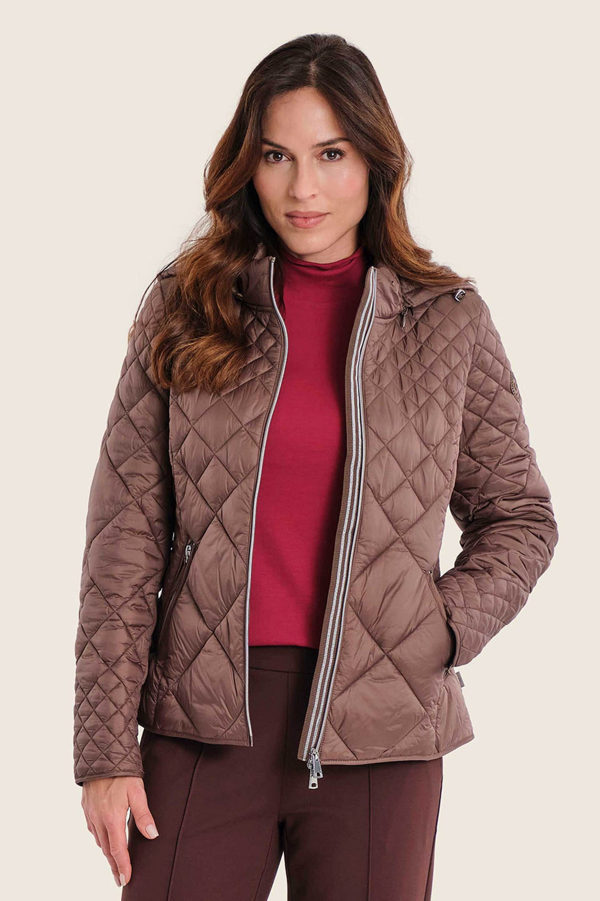 Gerry Weber γυναικείο μπουφάν με καπιτονέ σχέδιο και κουκούλα - N78100701038 Καφέ