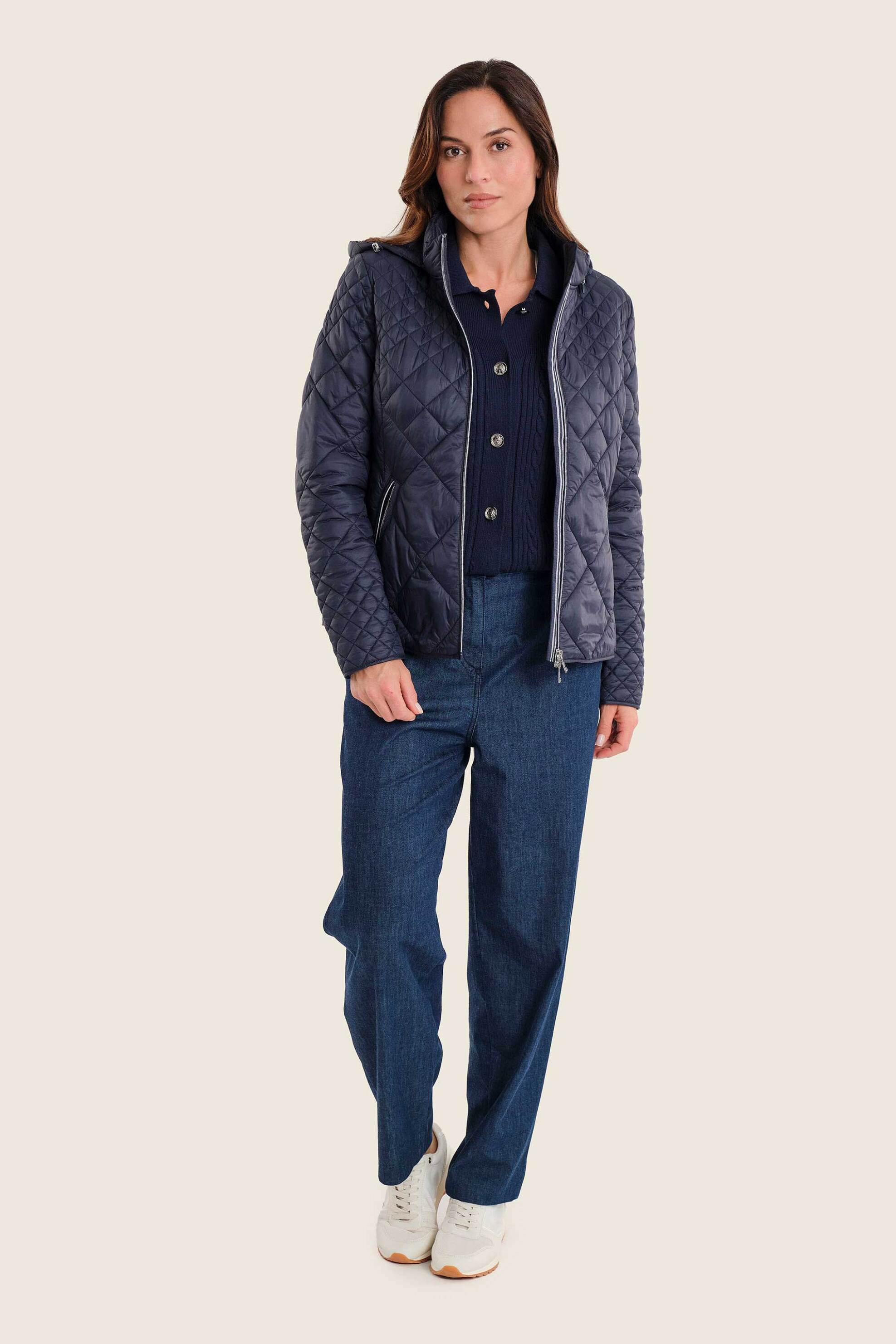 Gerry Weber γυναικείο μπουφάν με καπιτονέ σχέδιο και κουκούλα - N78100734038 Μπλε Σκούρο
