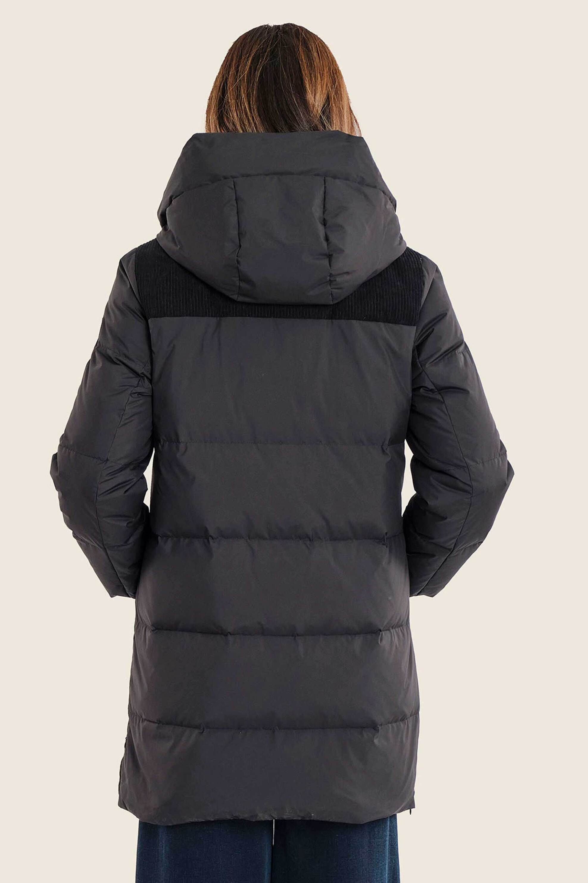 GERRY WEBER Gerry Weber γυναικείο μακρύ μπουφάν με κουκούλα και συνδυασμό υφασμάτων - N78401120038 Μαύρο - 4