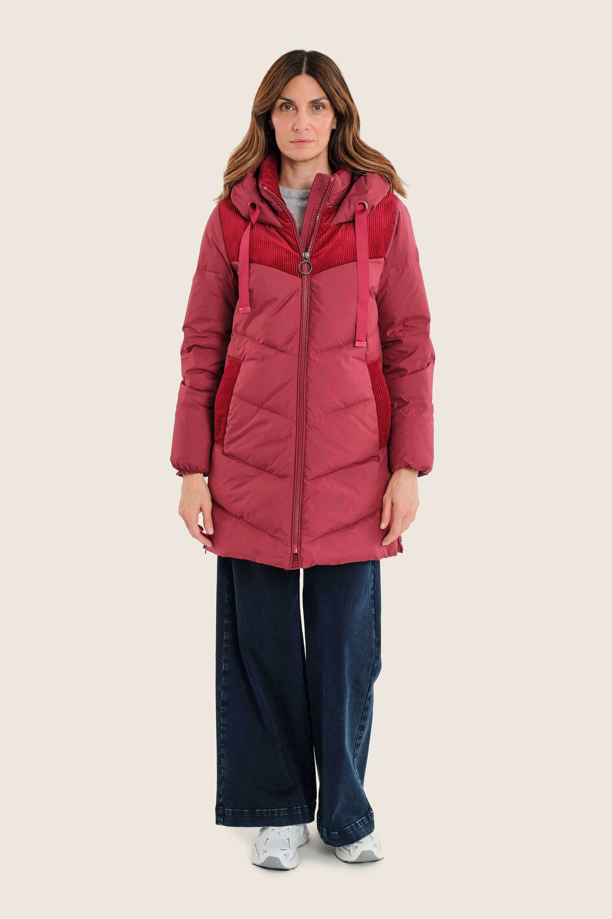 GERRY WEBER Gerry Weber γυναικείο μακρύ μπουφάν με κουκούλα και συνδυασμό υφασμάτων - N78401696038 Φούξια - 3
