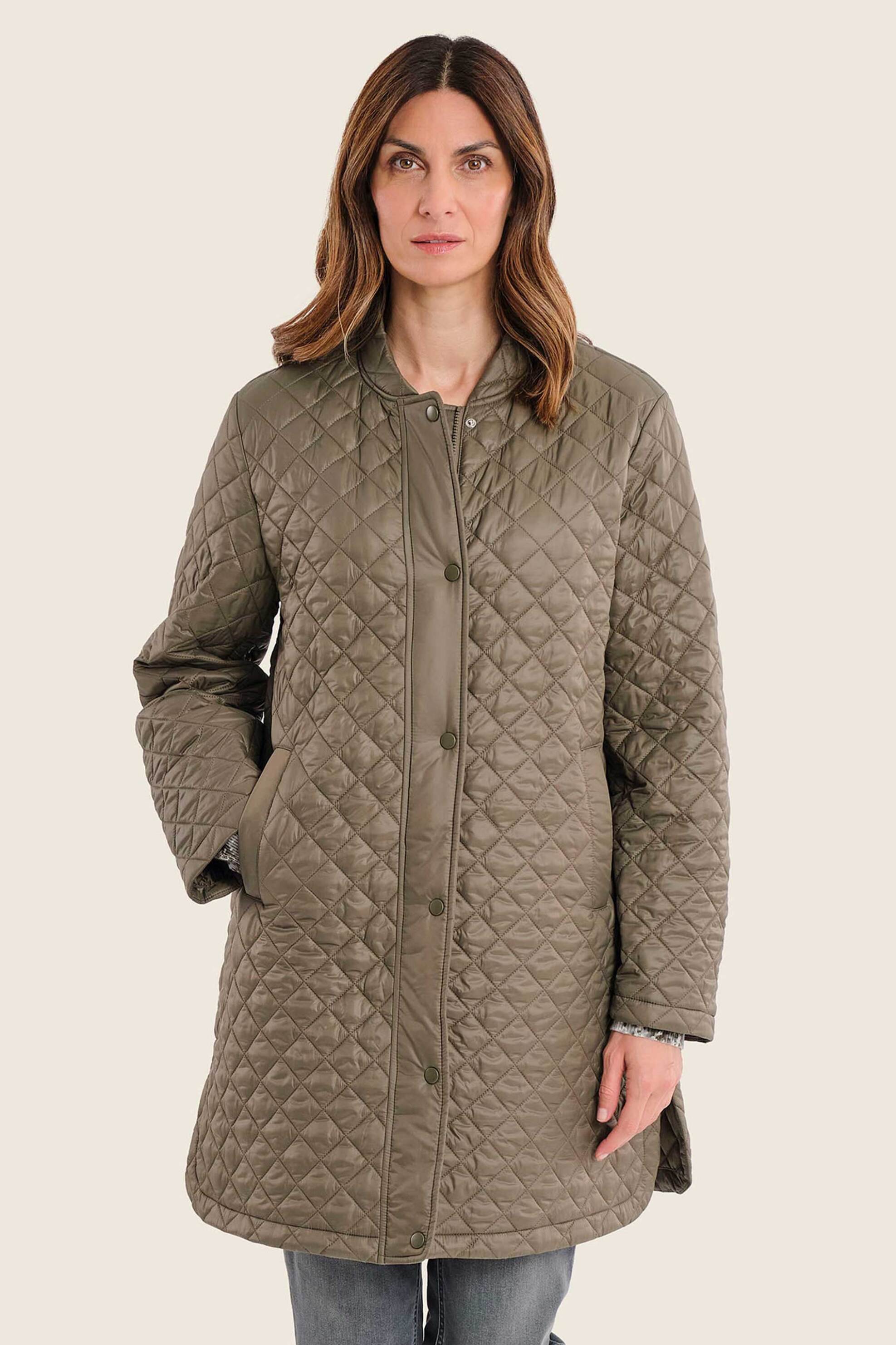 GERRY WEBER Gerry Weber γυναικείο μακρύ μπουφάν με καπιτονέ σχέδιο - N78402697038 Λαδί