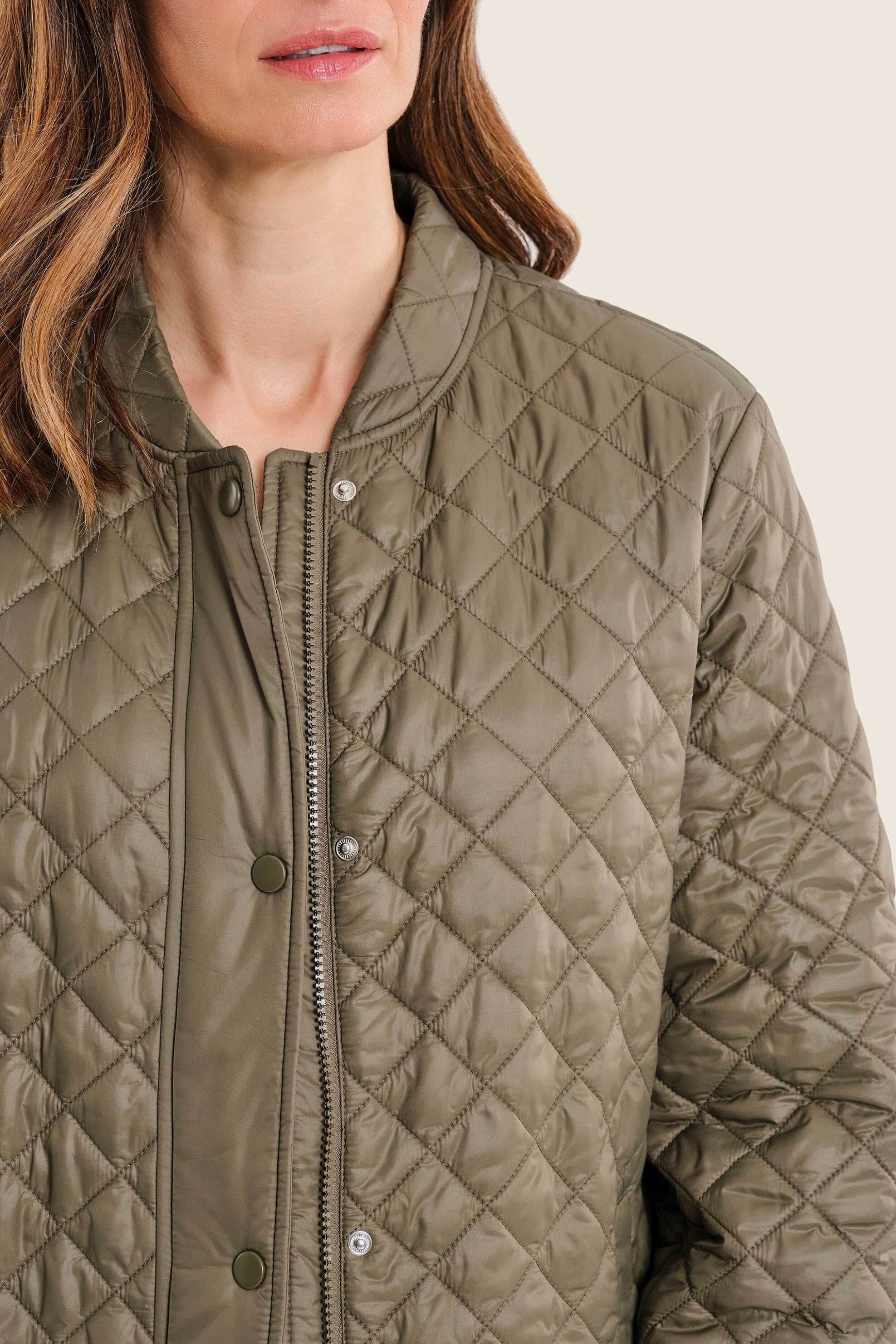 GERRY WEBER Gerry Weber γυναικείο μακρύ μπουφάν με καπιτονέ σχέδιο - N78402697038 Λαδί - 2