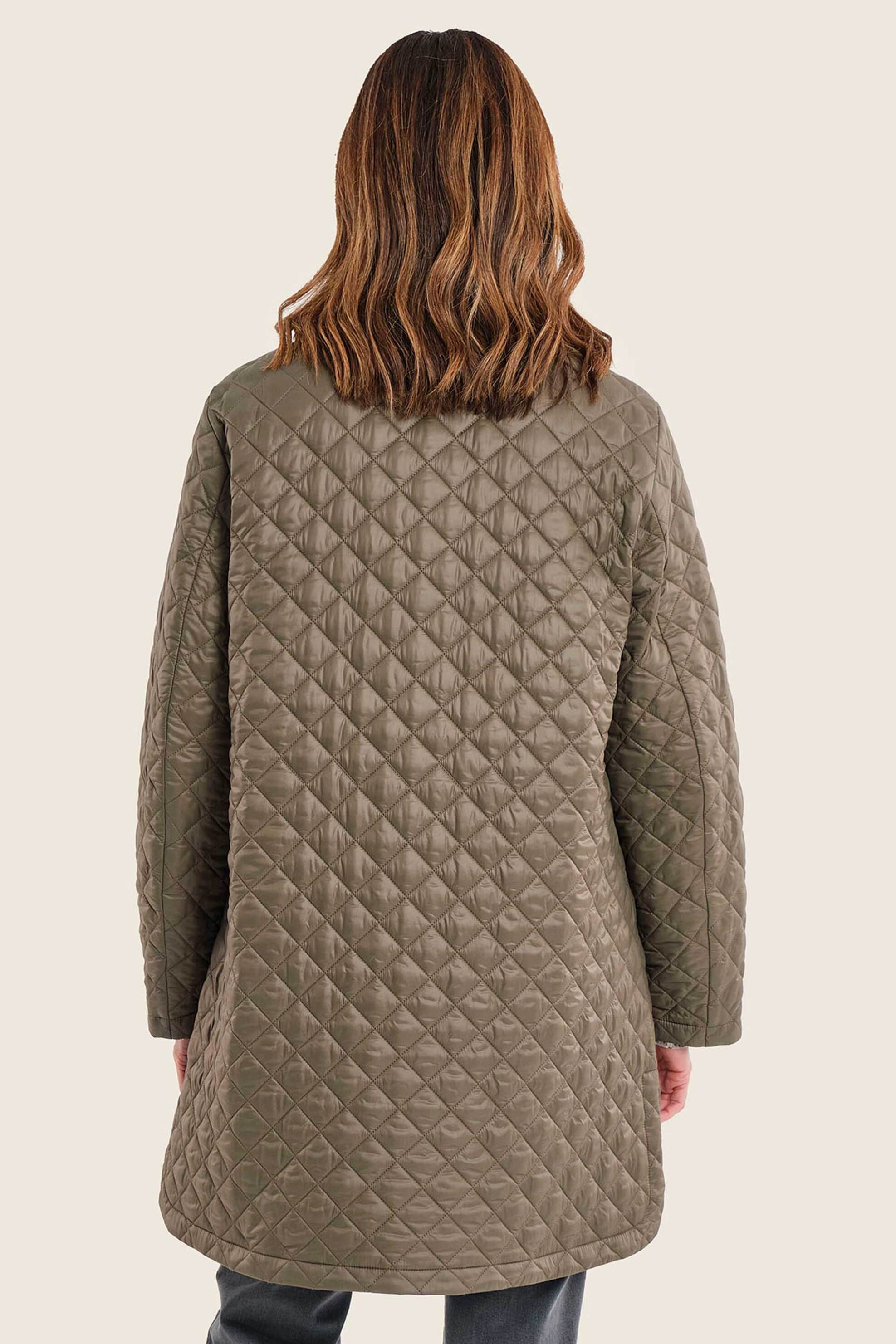 GERRY WEBER Gerry Weber γυναικείο μακρύ μπουφάν με καπιτονέ σχέδιο - N78402697038 Λαδί - 4