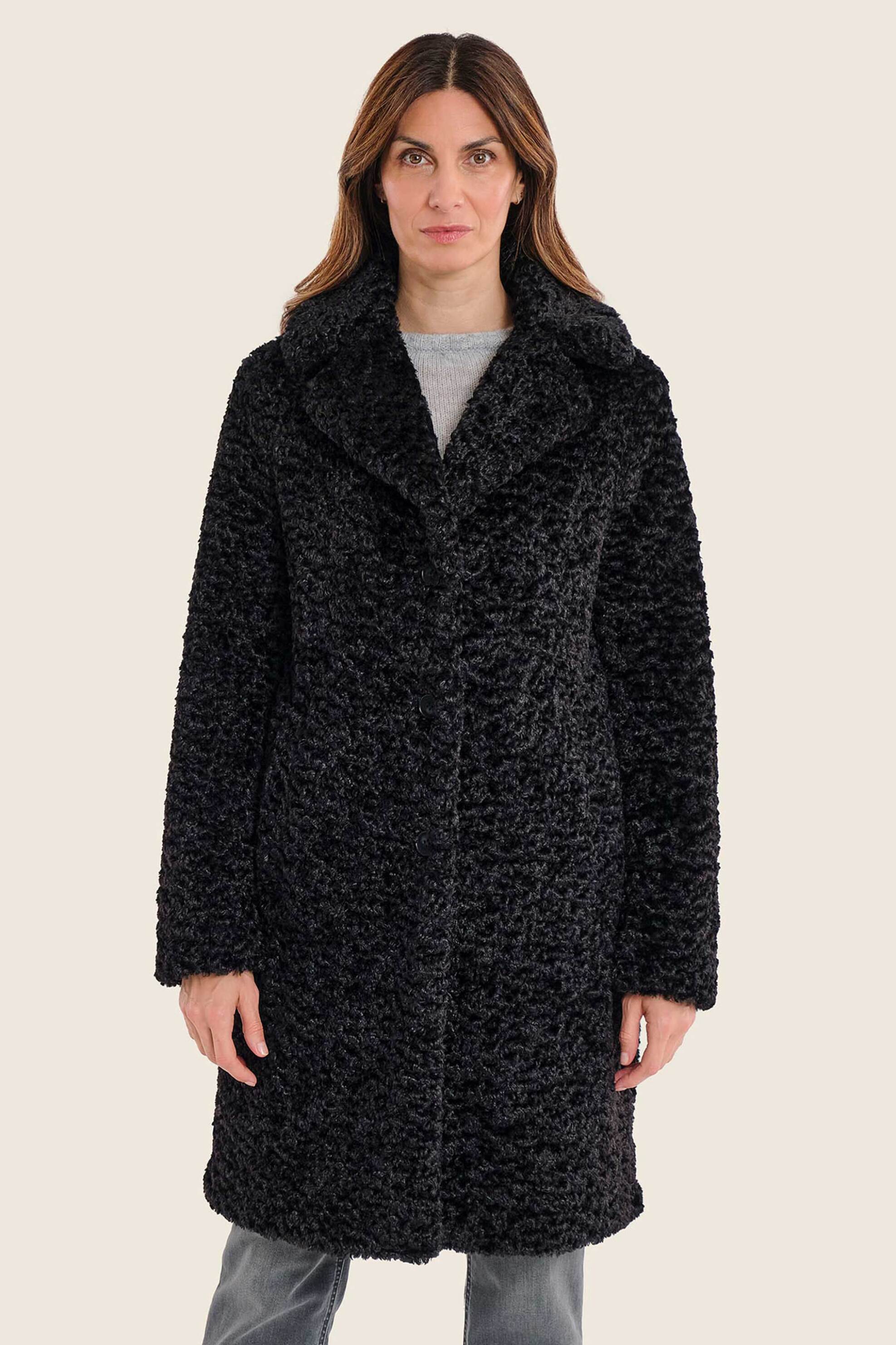 GERRY WEBER Gerry Weber γυναικείο παλτό faux γούνα - N78406120038 Μαύρο