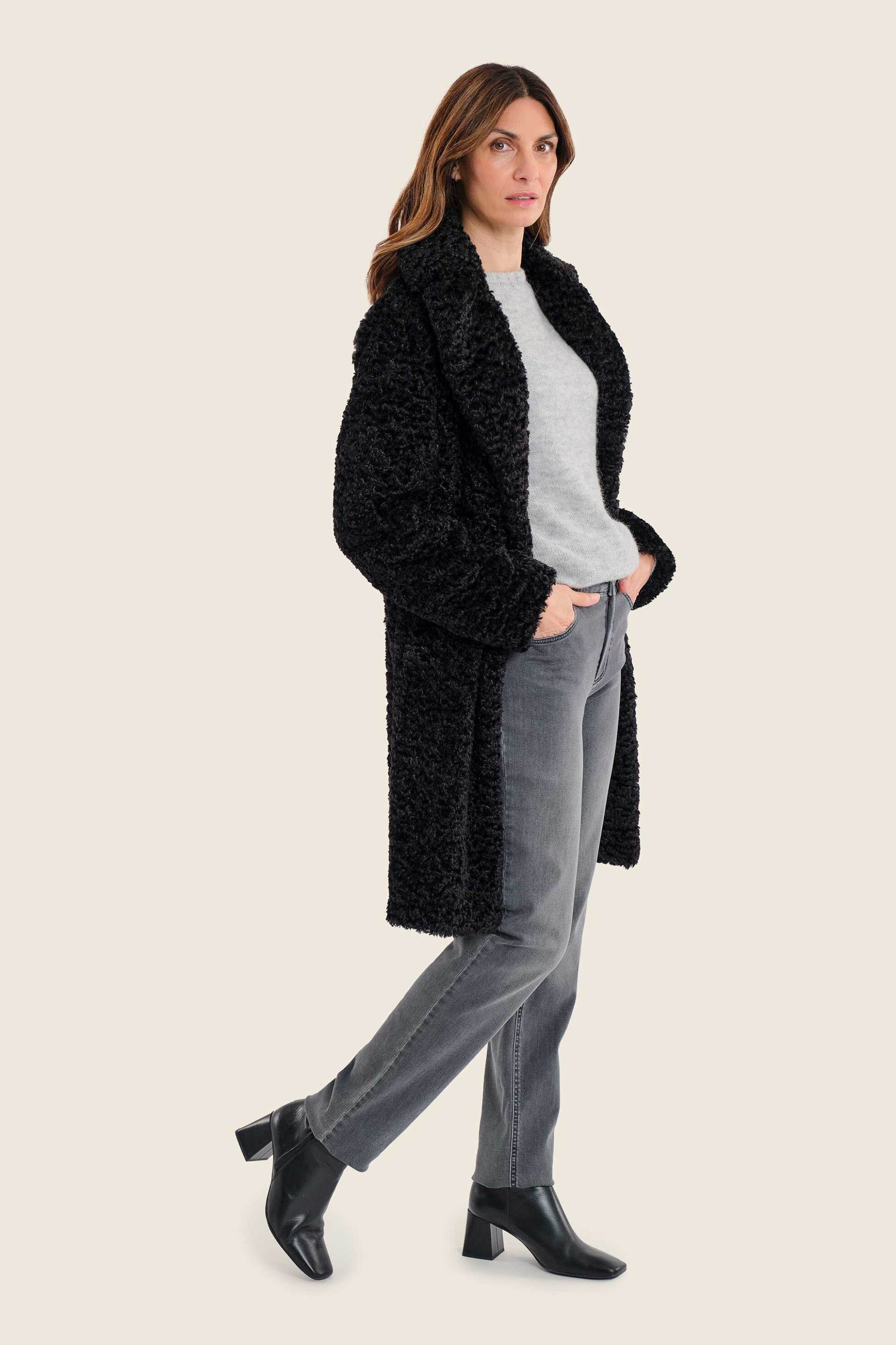 GERRY WEBER Gerry Weber γυναικείο παλτό faux γούνα - N78406120038 Μαύρο - 3