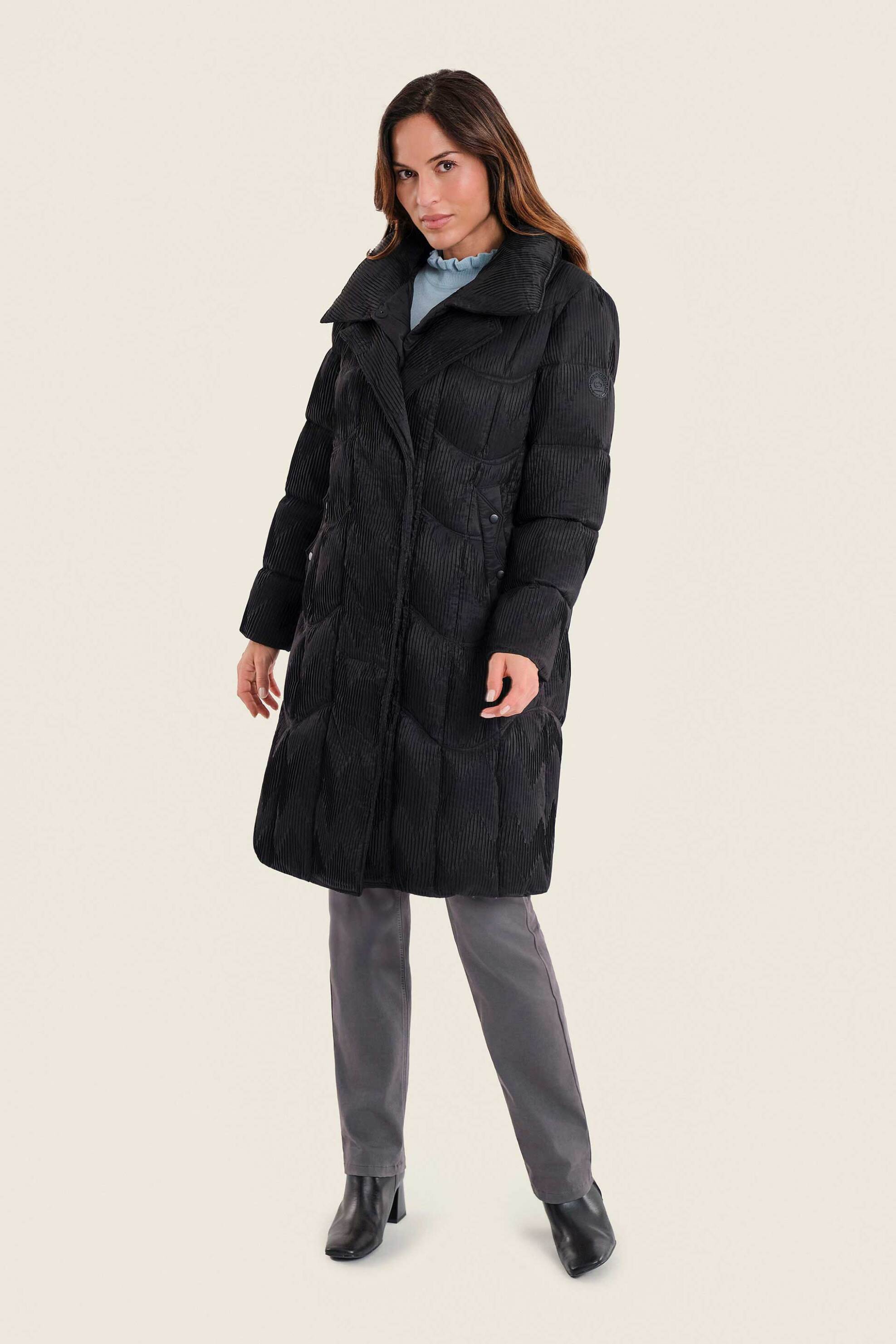 GERRY WEBER Gerry Weber γυναικείο παλτό με ανάγλυφο ριγέ σχέδιο - N78410120038 Μαύρο - 3
