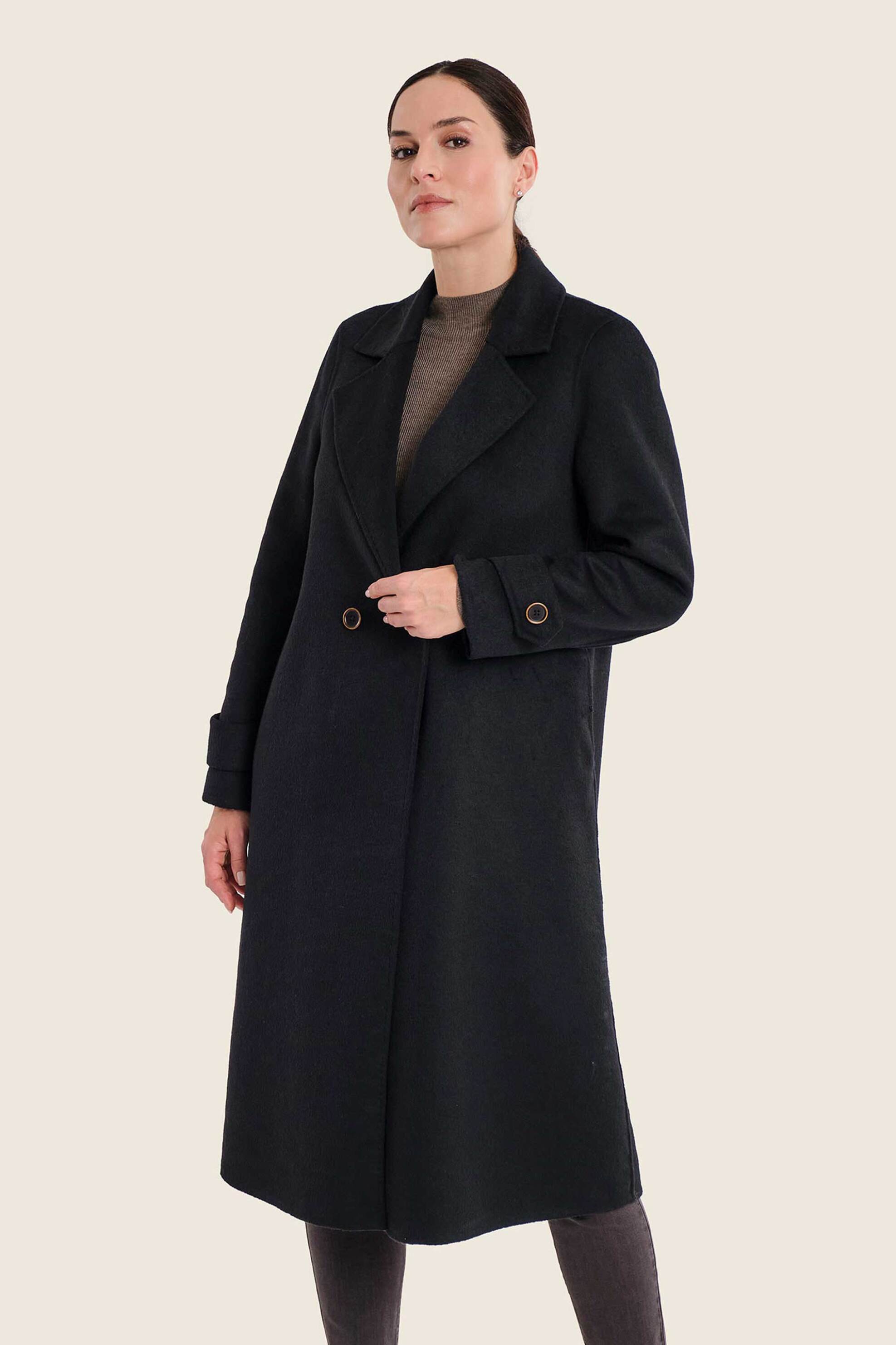 GERRY WEBER Gerry Weber γυναικείο παλτό με μαλλί και σταυρωτό κλείσιμο - N78417120038 Μαύρο