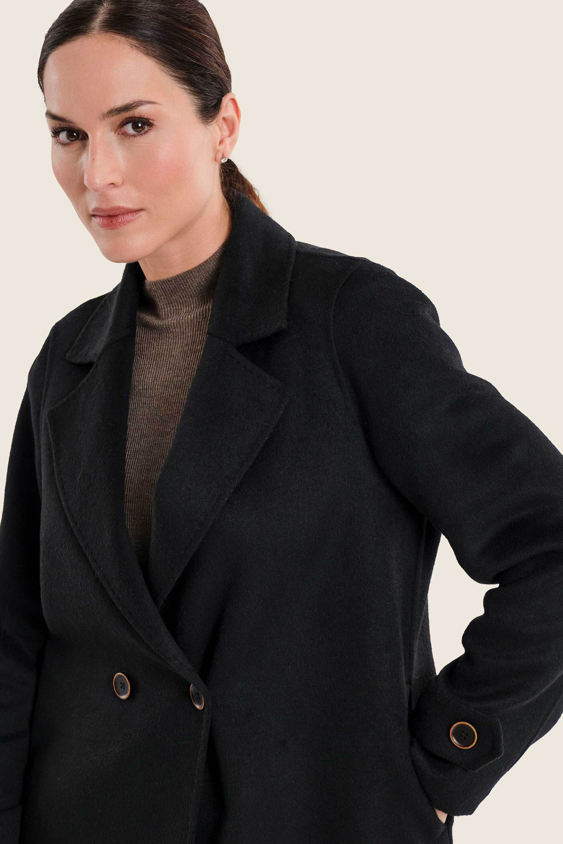GERRY WEBER Gerry Weber γυναικείο παλτό με μαλλί και σταυρωτό κλείσιμο - N78417120038 Μαύρο - 2
