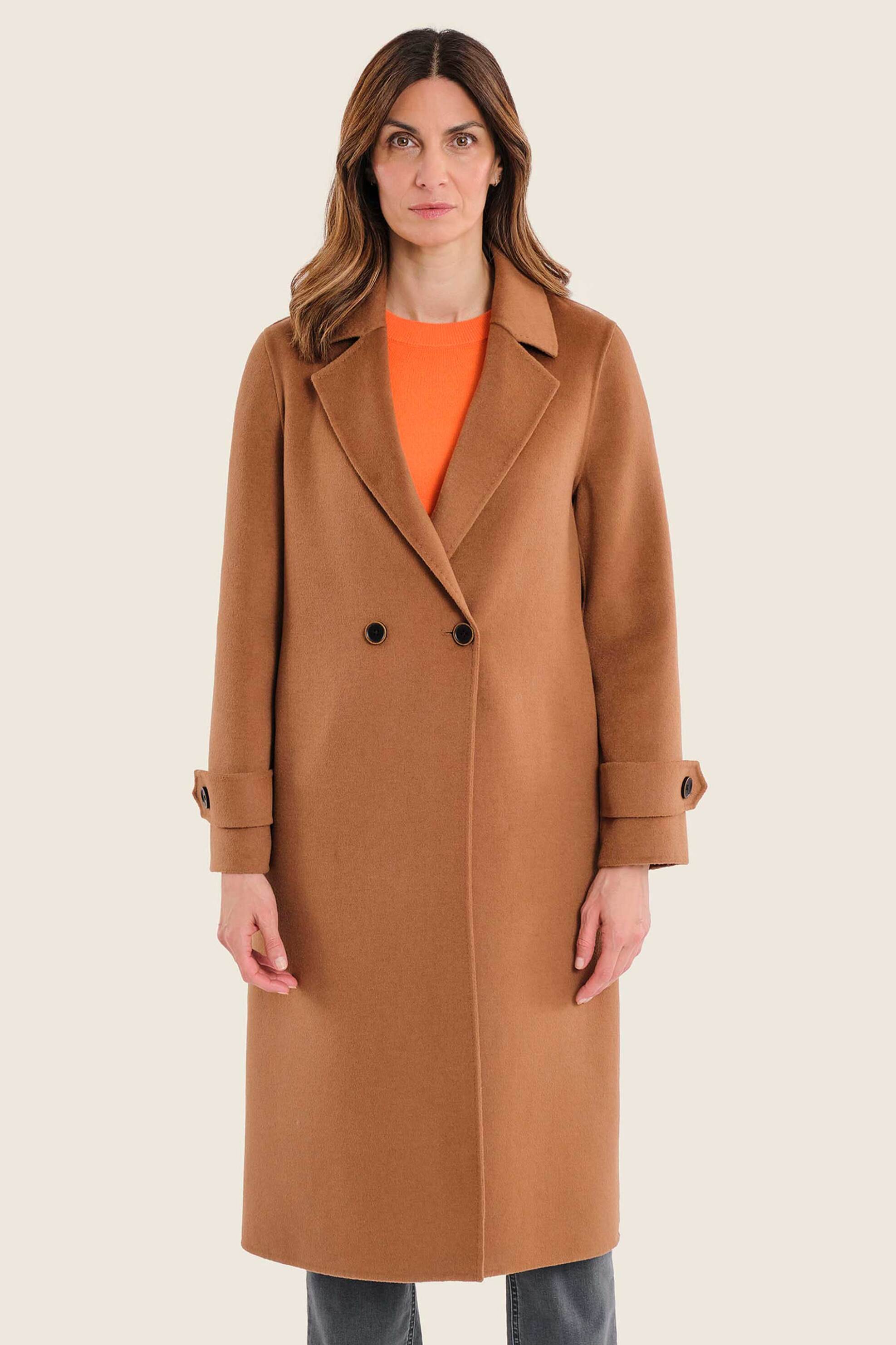 GERRY WEBER Gerry Weber γυναικείο παλτό με μαλλί και σταυρωτό κλείσιμο - N78417710038 Καμηλό