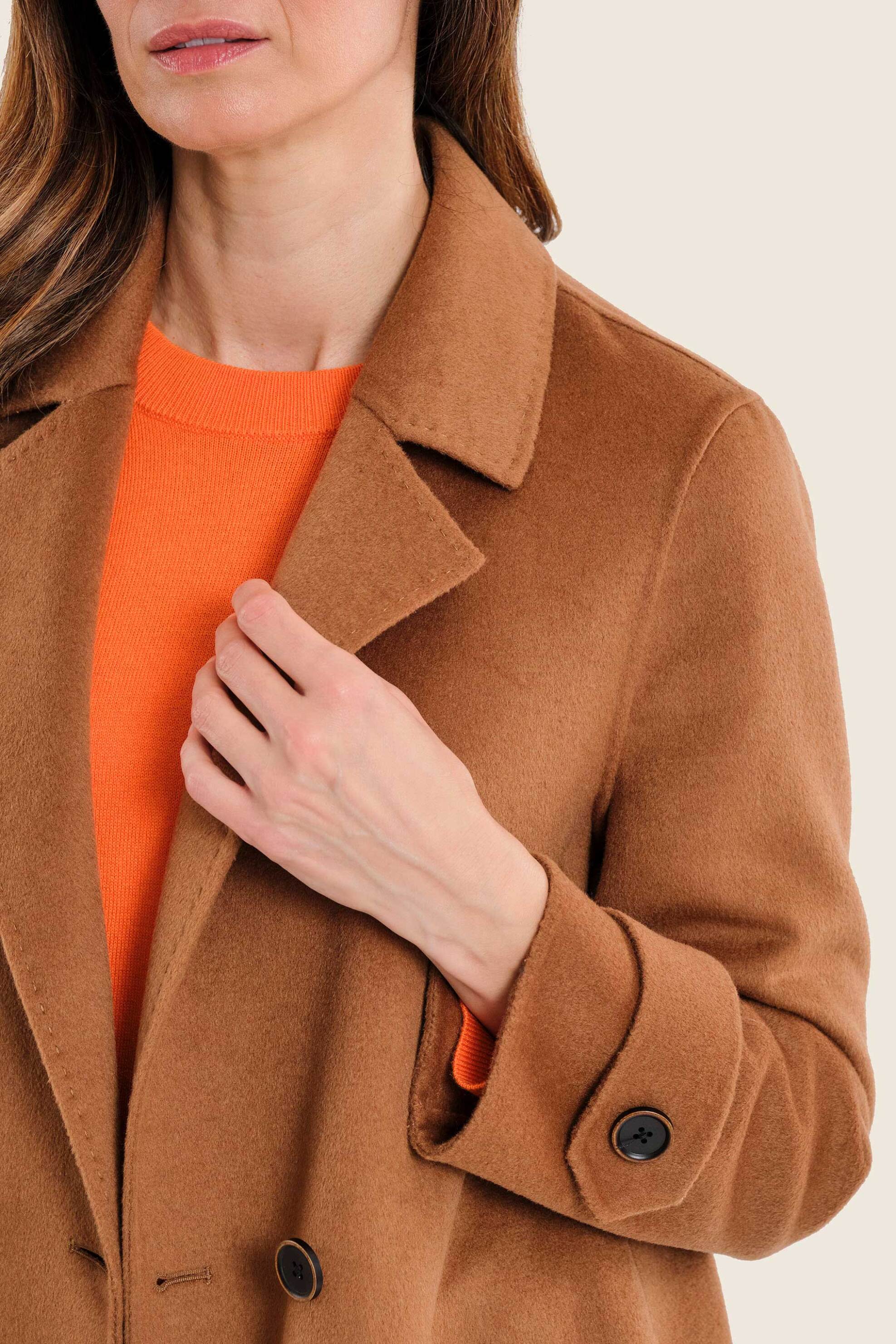 GERRY WEBER Gerry Weber γυναικείο παλτό με μαλλί και σταυρωτό κλείσιμο - N78417710038 Καμηλό - 2