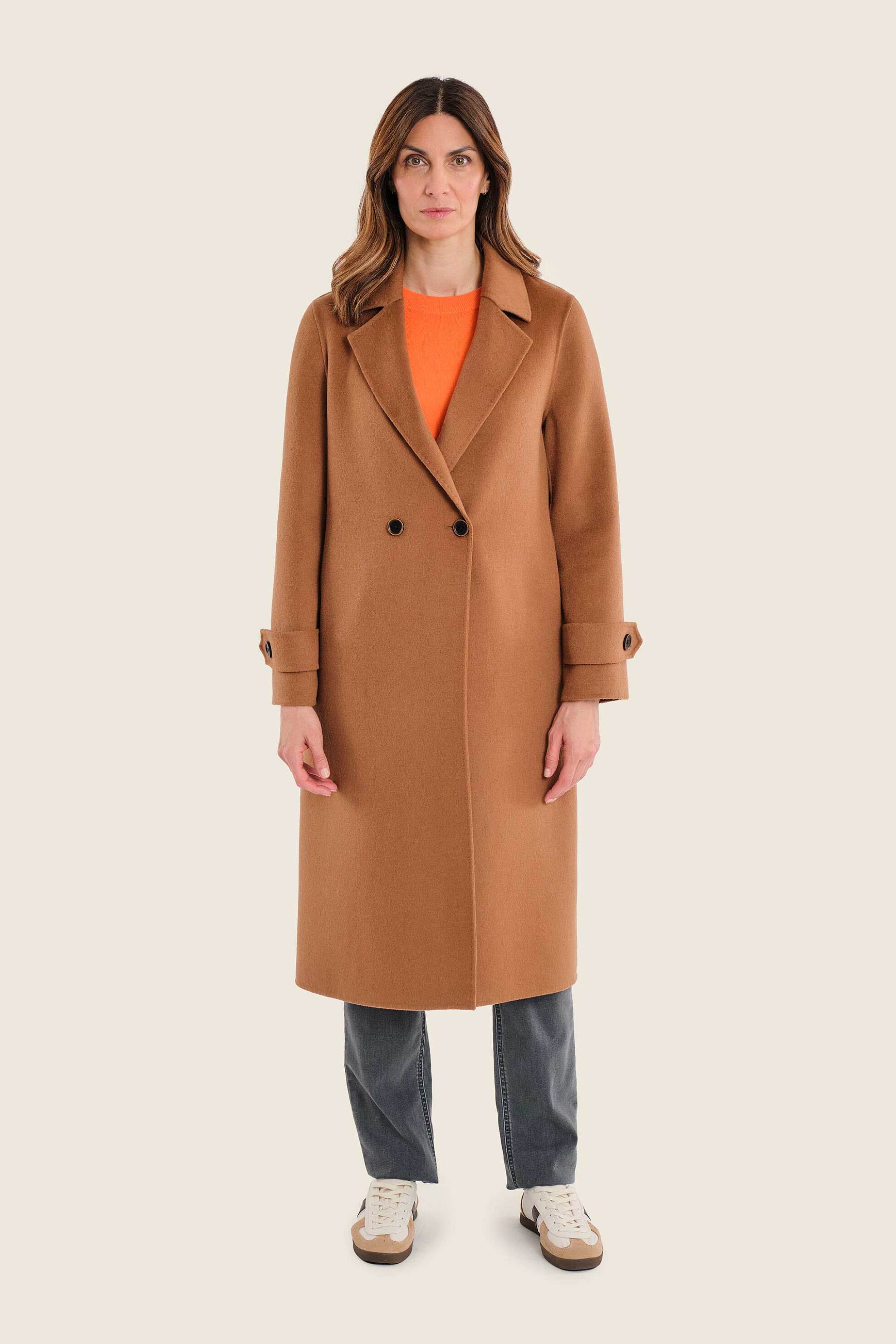 GERRY WEBER Gerry Weber γυναικείο παλτό με μαλλί και σταυρωτό κλείσιμο - N78417710038 Καμηλό - 3