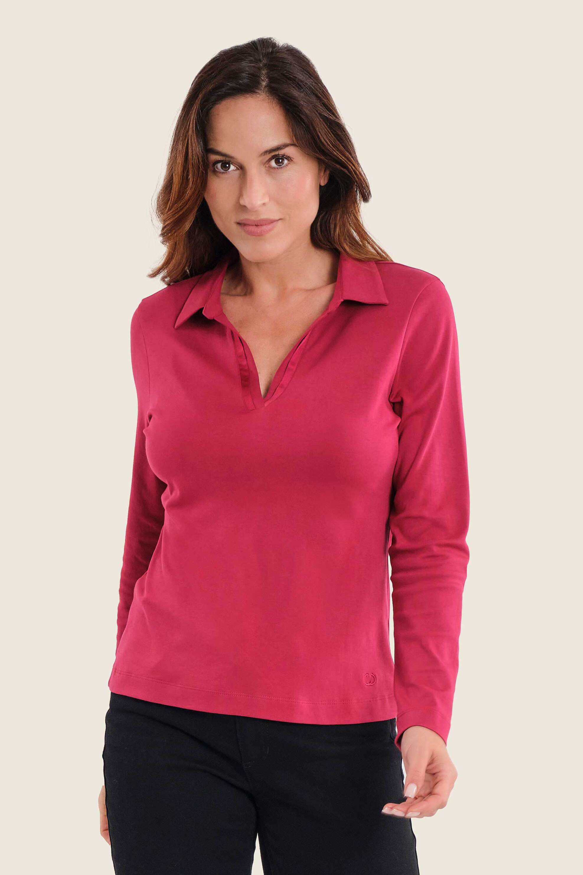 Gerry Weber γυναικεία μπλούζα πόλο με V - N70950696038 Φούξια