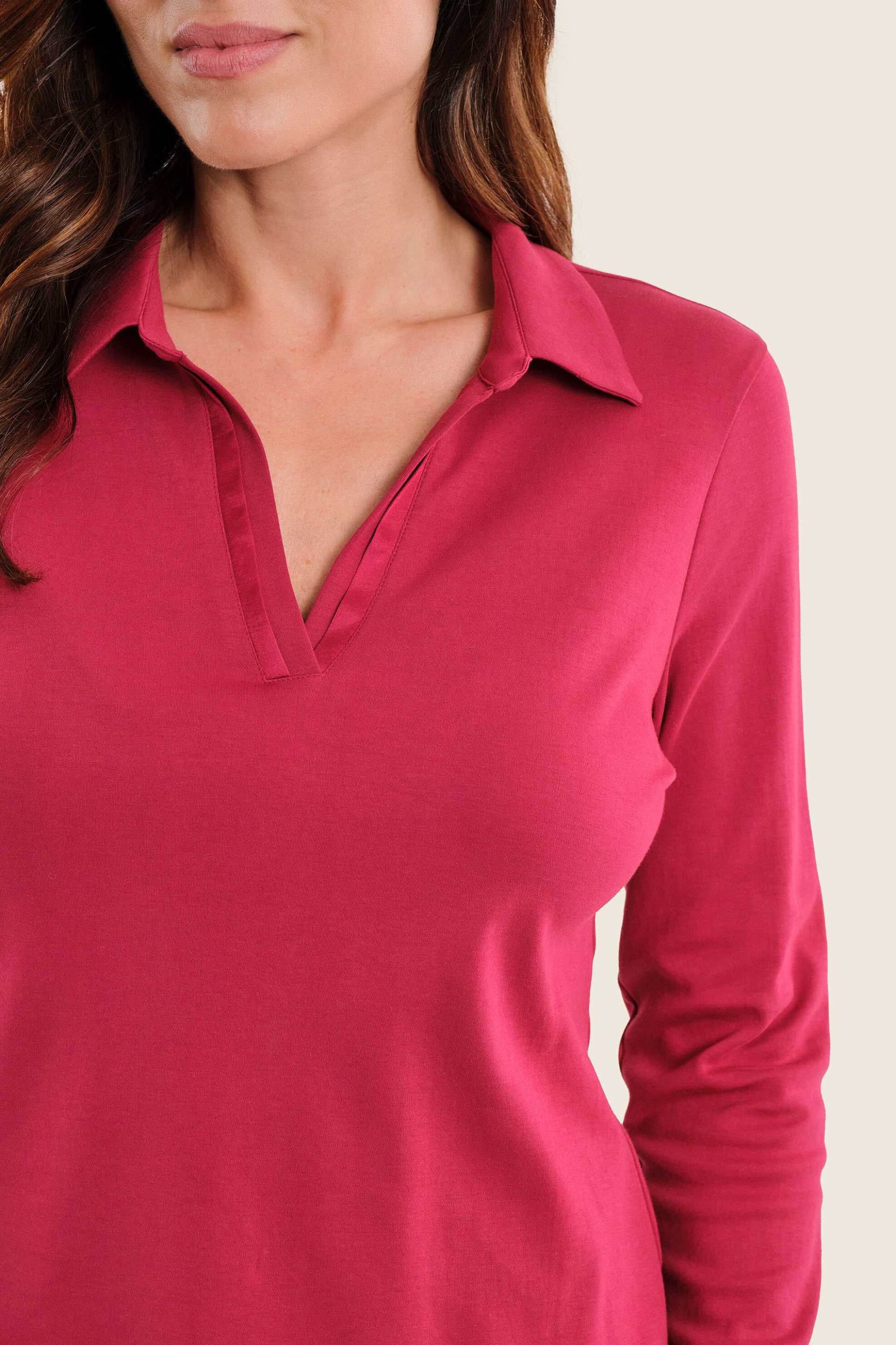 Gerry Weber γυναικεία μπλούζα πόλο με V - N70950696038 Φούξια