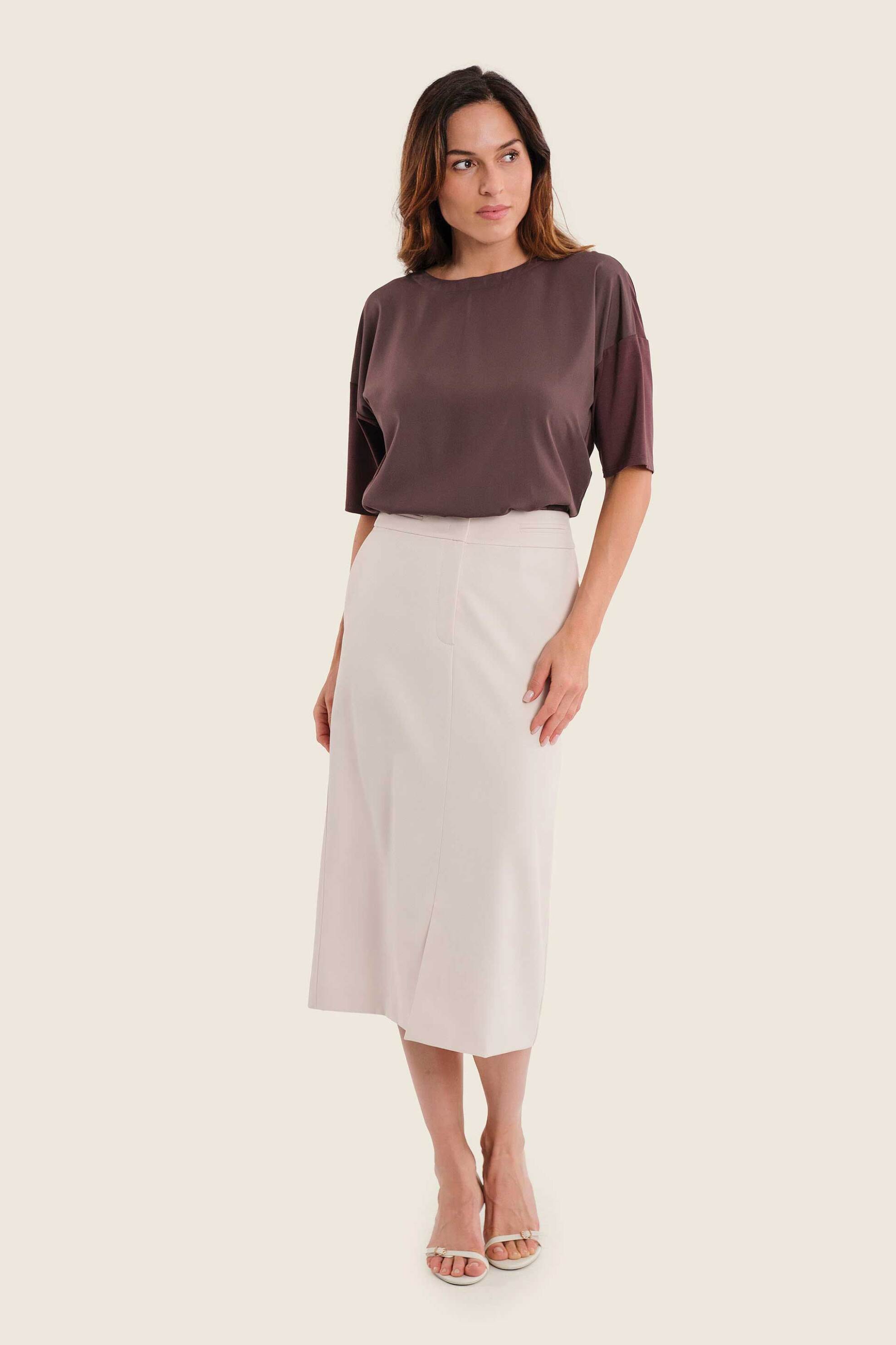 Gerry Weber γυναικεία midi φούστα με τσέπες - N75683699036 Μπεζ
