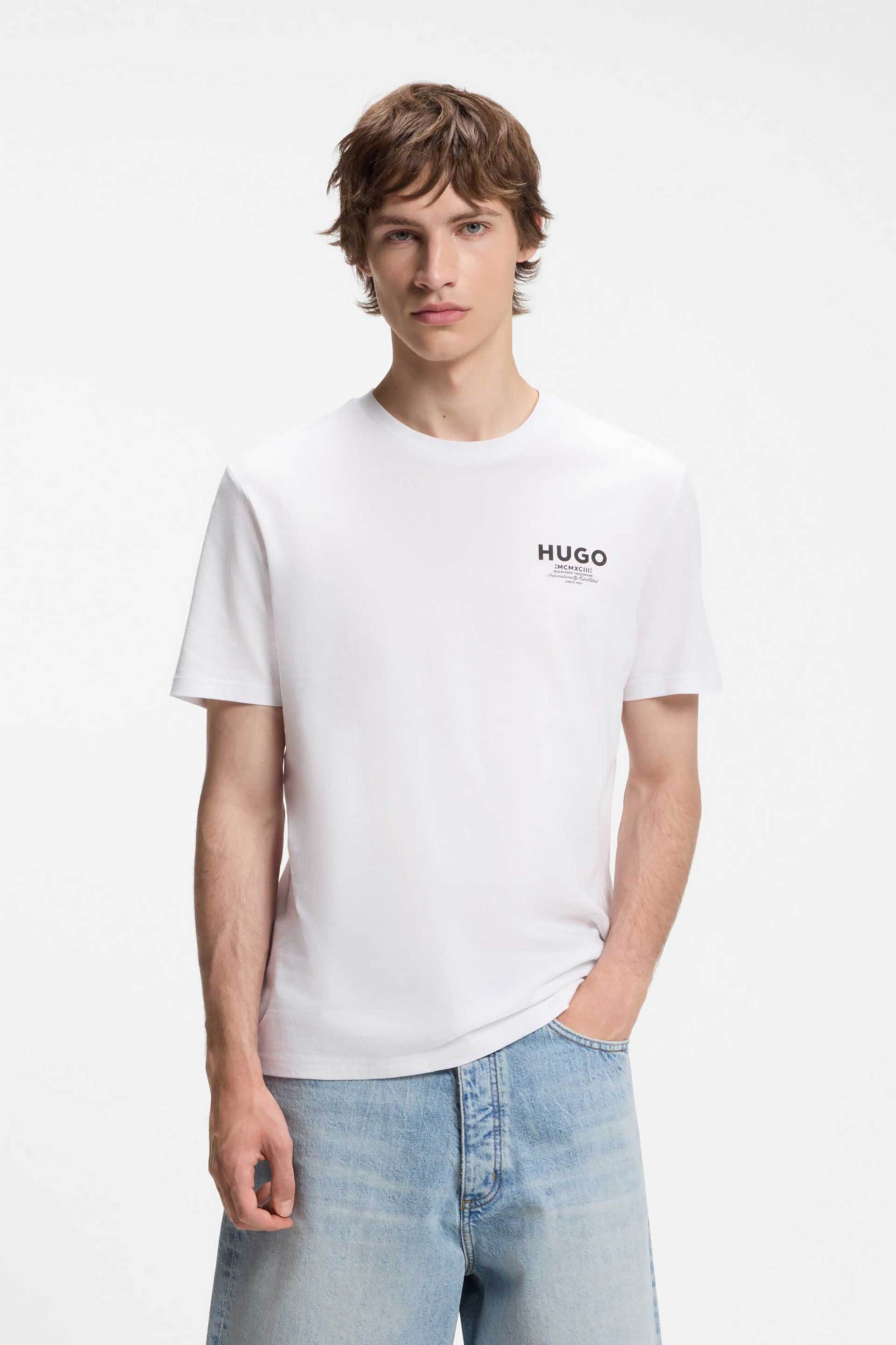 Hugo ανδρικό T-shirt με logo print Regular Fit "Nesptee" - 50572740 Λευκό