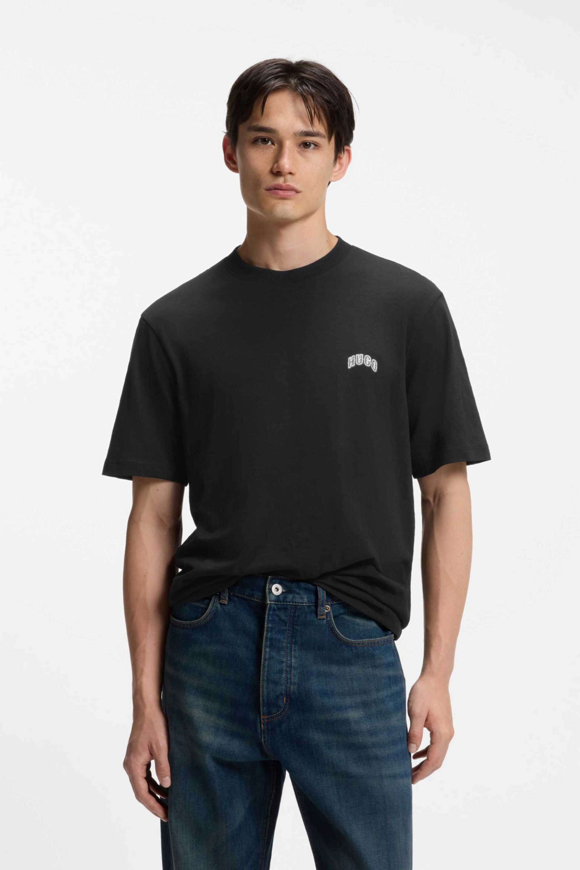 Hugo ανδρικό T-shirt με logo print Regular Fit "Nowboi" - 50563916 Μαύρο