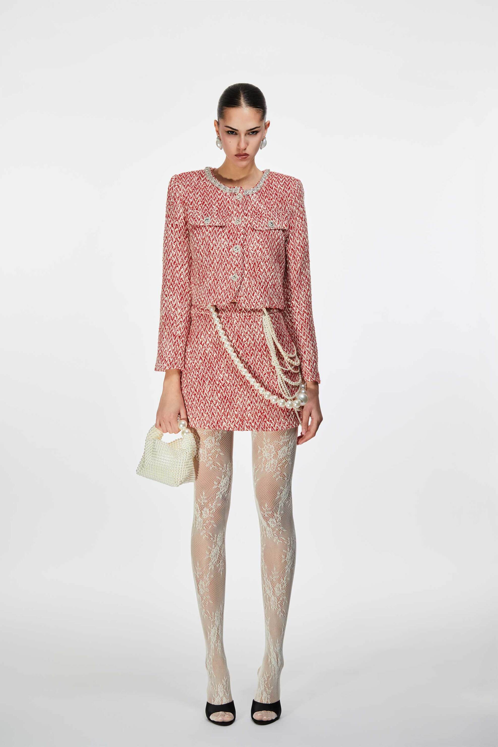 Oui Odile γυναικεία mini φούστα tweed 