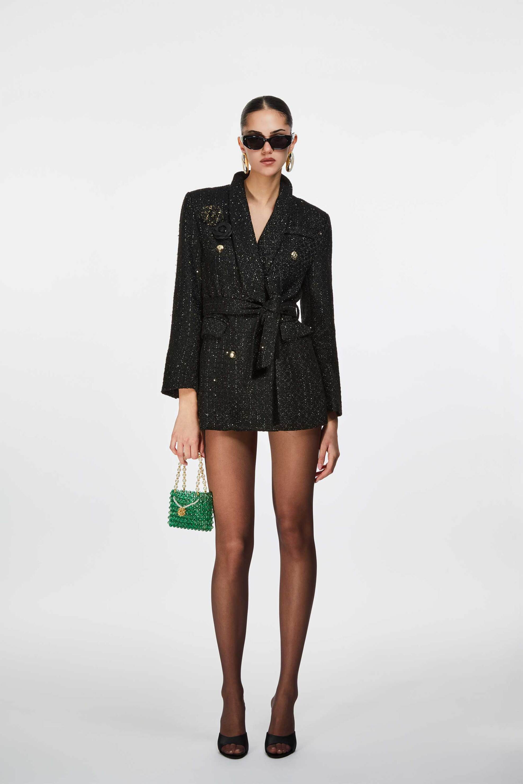 OUI ODILE Oui Odile γυναικείο σακάκι tweed με παγιέτα "Margot" - MARGOT/GIACCA/FW26 Μαύρο