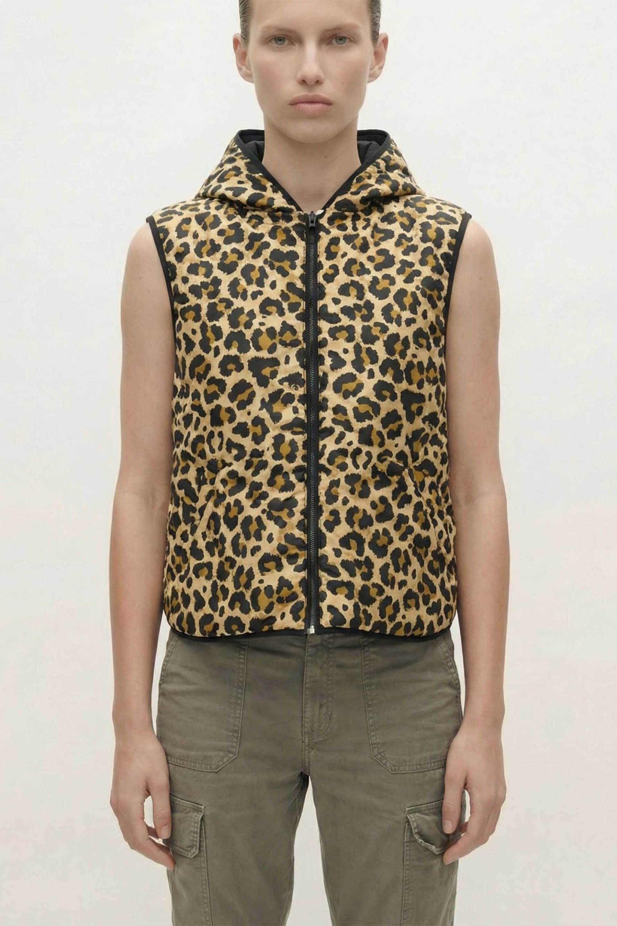 THE COLD WAVE The Cold Wave γυναικείο jacket αμάνικο με leopard print "Nelson" - Nelson TN07 Leo Μπεζ