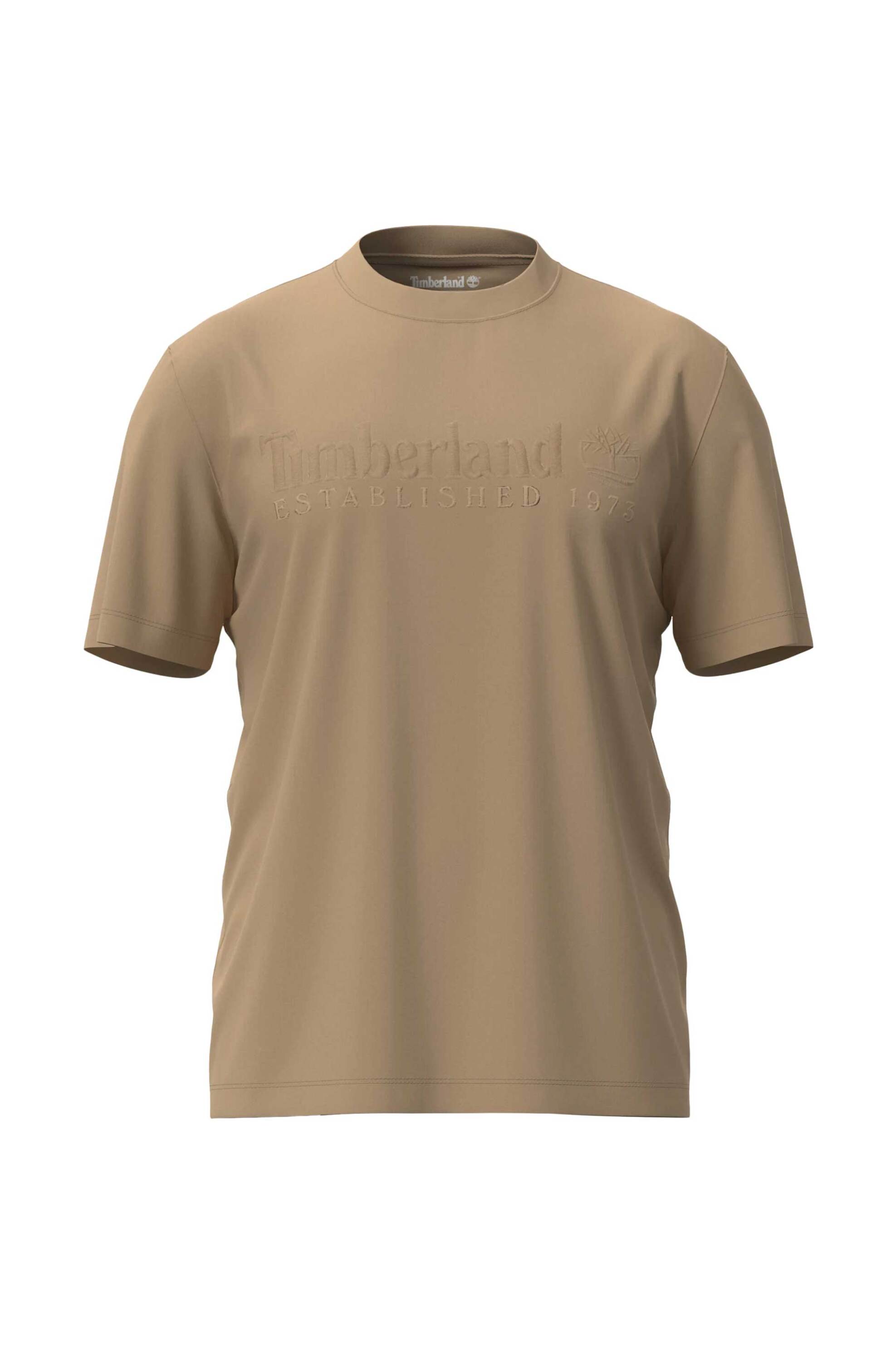 Timberland ανδρικό T-shirt με κεντημένο λογότυπο Regular Fit "Established 1973" - TBC0YHBRDF01 Καμηλό