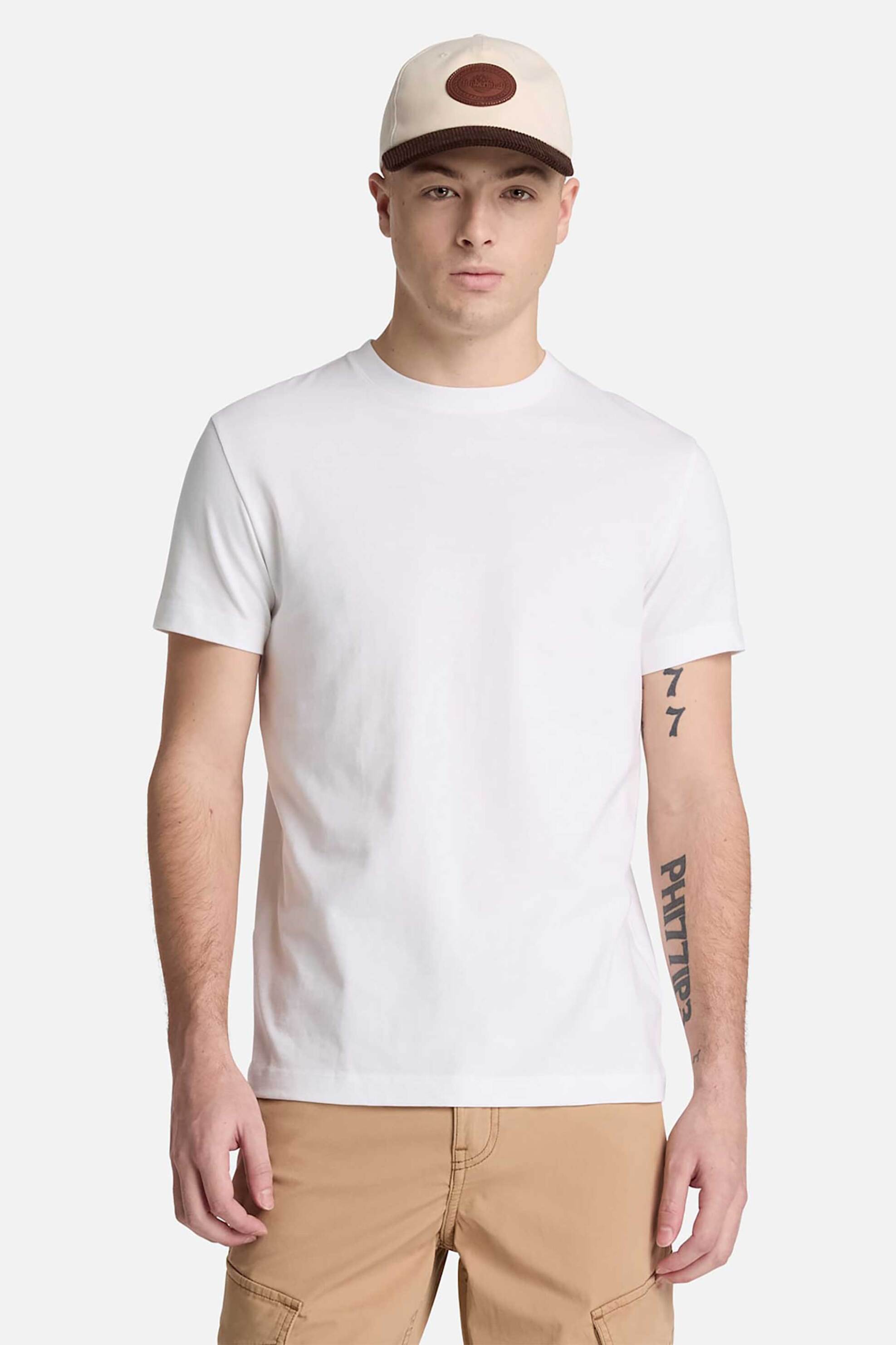 Timberland ανδρικό T-shirt με κεντημένο λογότυπο Slim Fit "Dunstan River" - TBC0YHBU1001 Λευκό