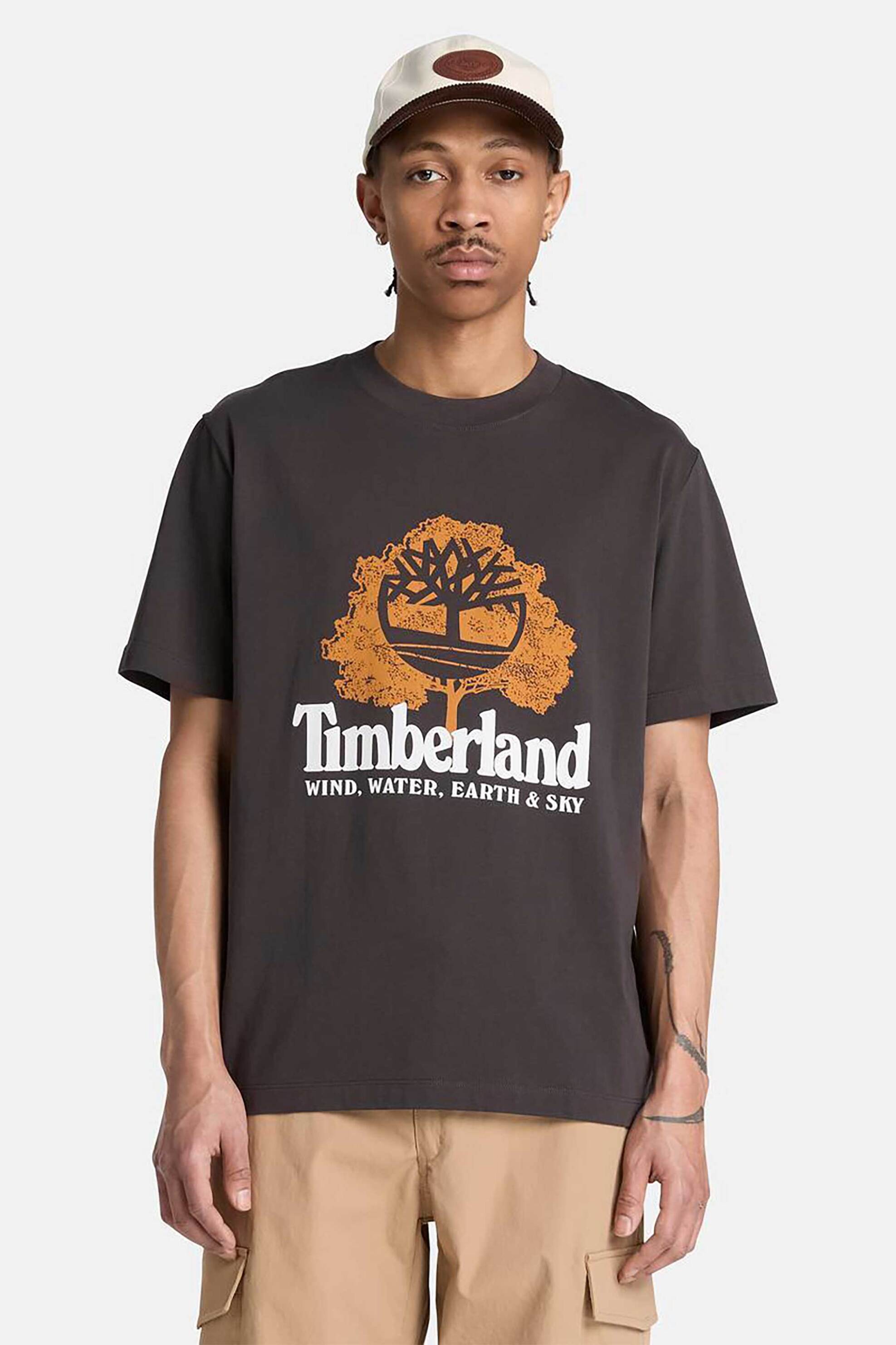 Timberland ανδρικό T-shirt με graphic logo print Regular Fit "Wwes" - TBC0YHF0CN11 Ανθρακί