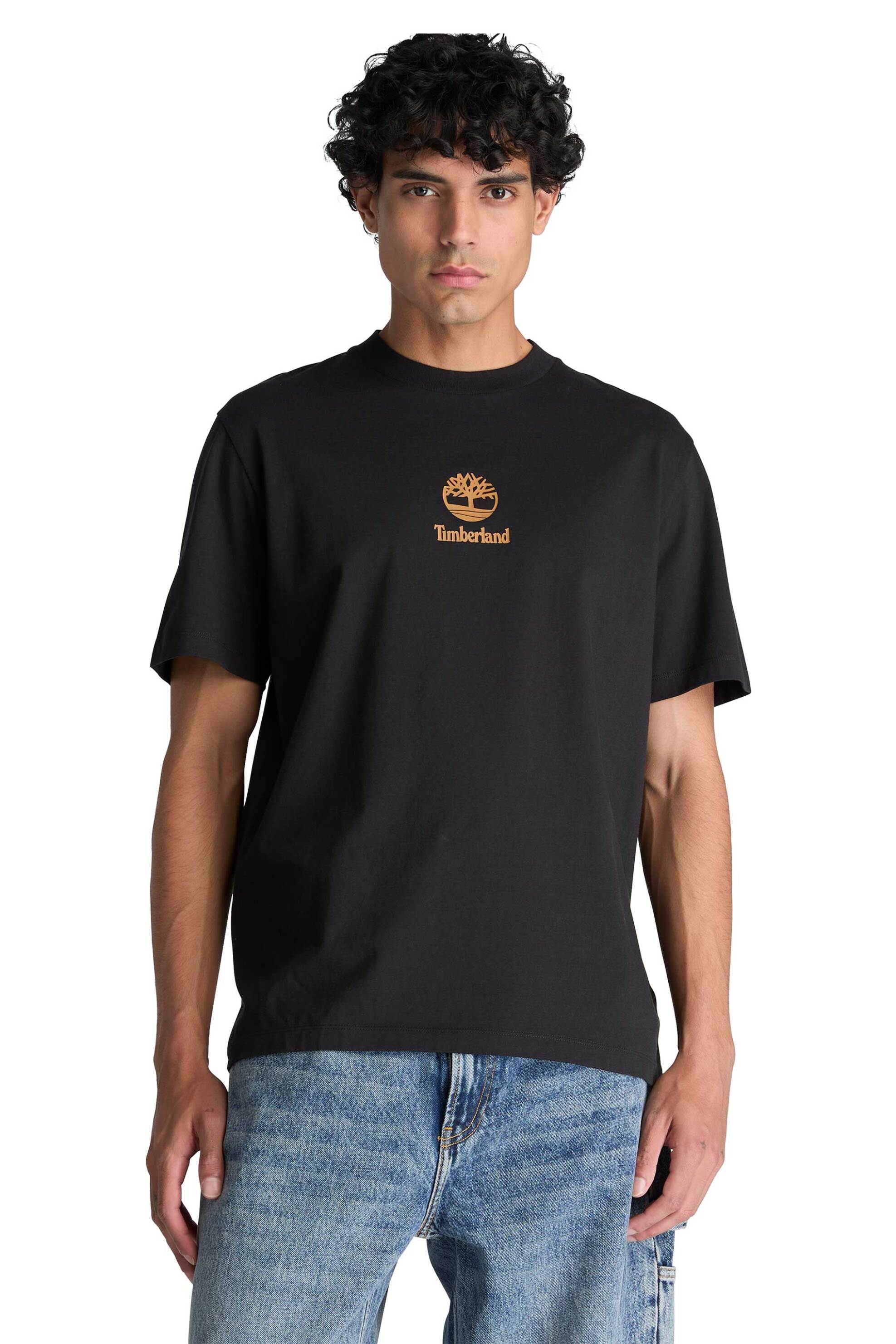 Timberland ανδρικό T-shirt με λογότυπο Regular Fit "Print Stack Logo" - TBC0YHQU0011 Μαύρο