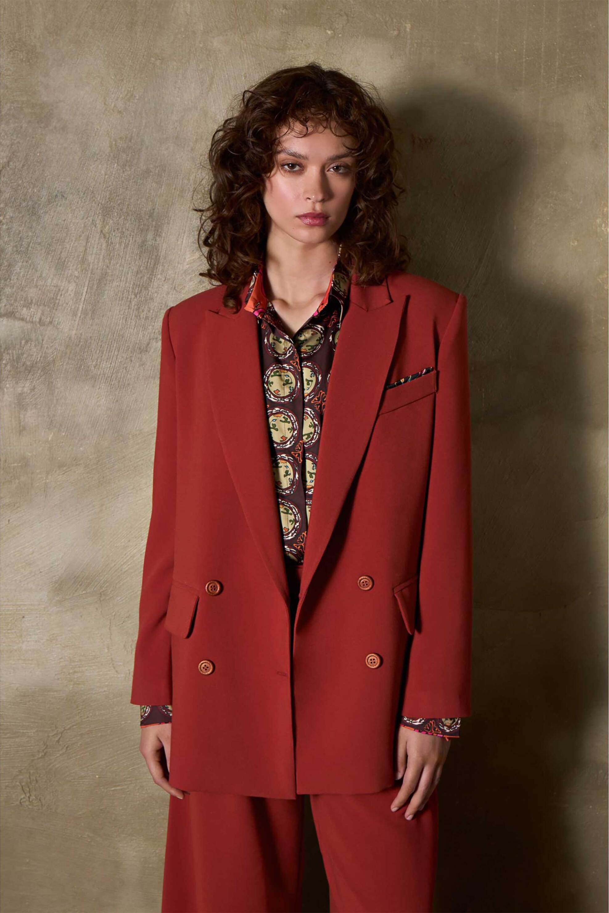 THE ARTIANS The Artians γυναικείο σακάκι με σταυρωτό κλείσιμο Tailored Fit "Living" - JCROR13 Κόκκινο Indian