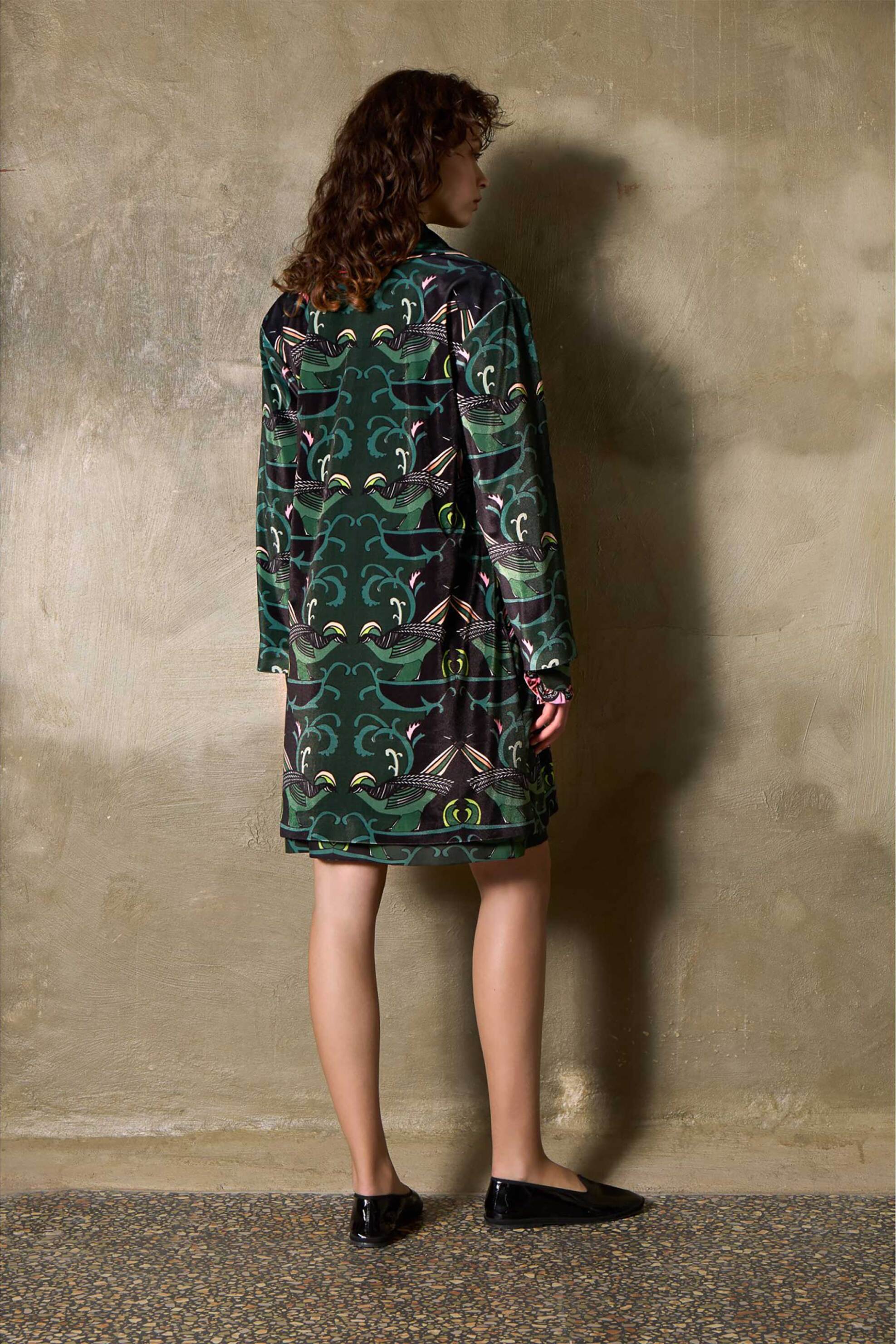 The Artians γυναικείο μακρύ jacket με all-over print και oversized γιακά Relaxed Fit 