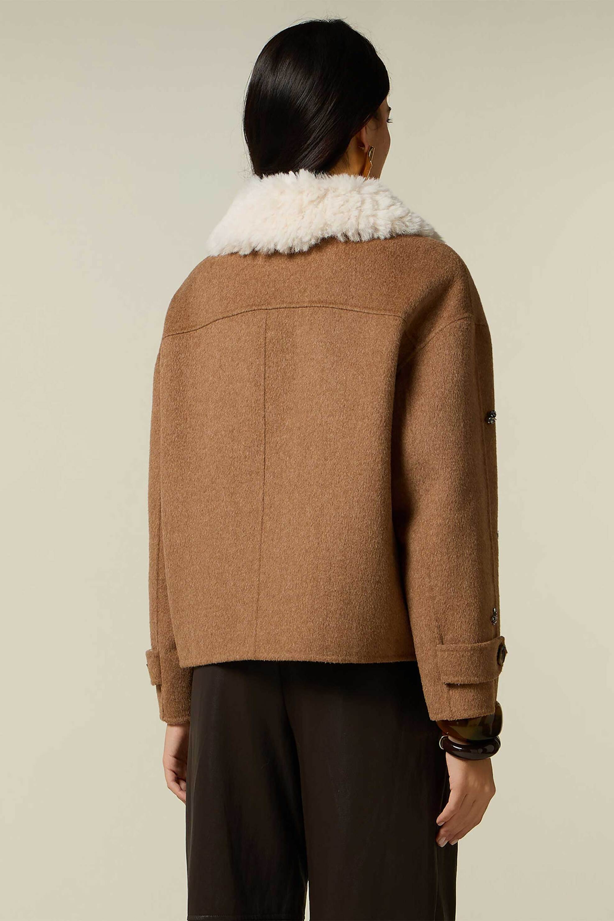 OLTRE Oltre γυναικείο jacket με διακοσμητικές πέτρες - 0021J0057W Ταμπά - 3