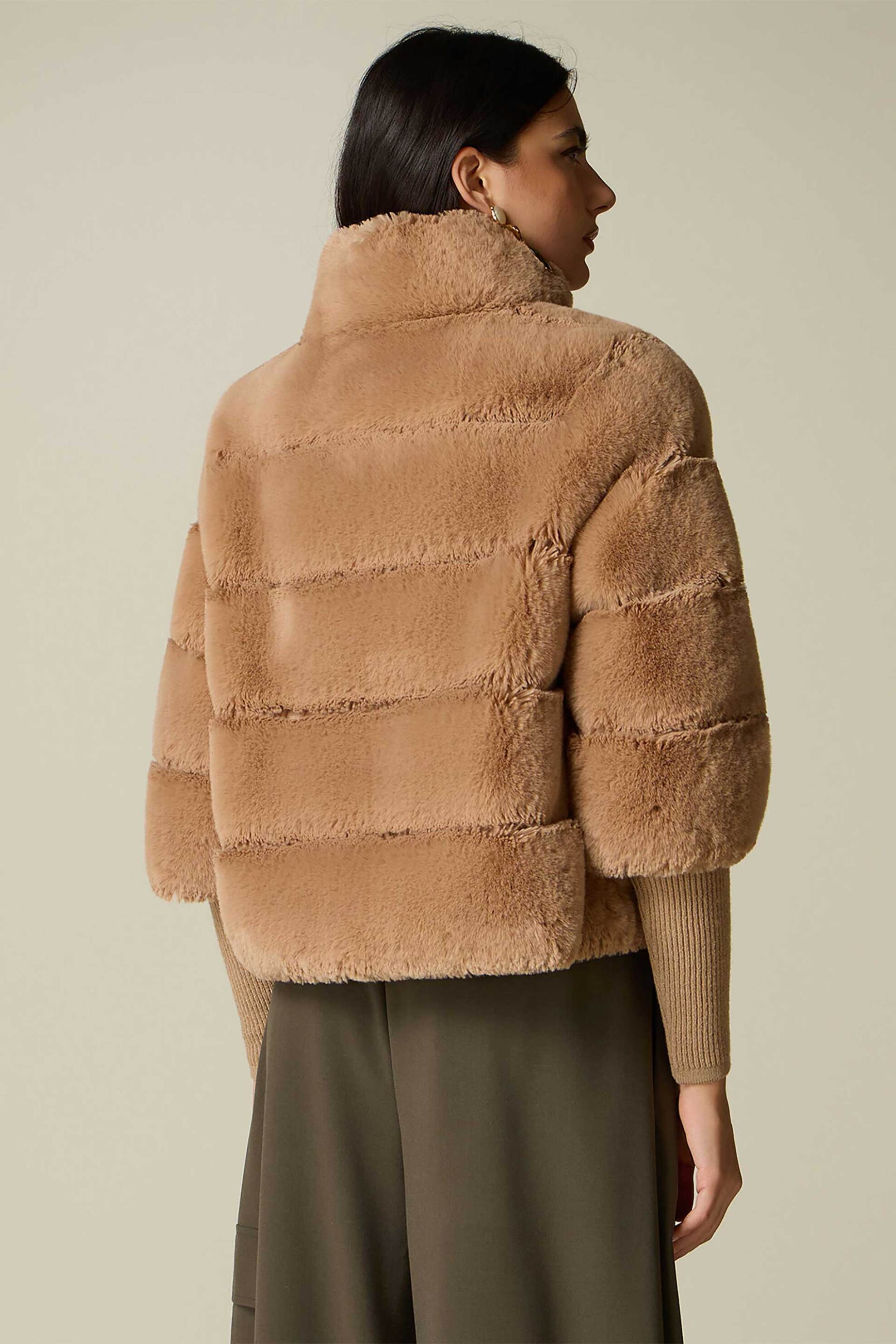 OLTRE Oltre γυναικείο jacket από faux γούνα - 0033R011YE Ταμπά - 3