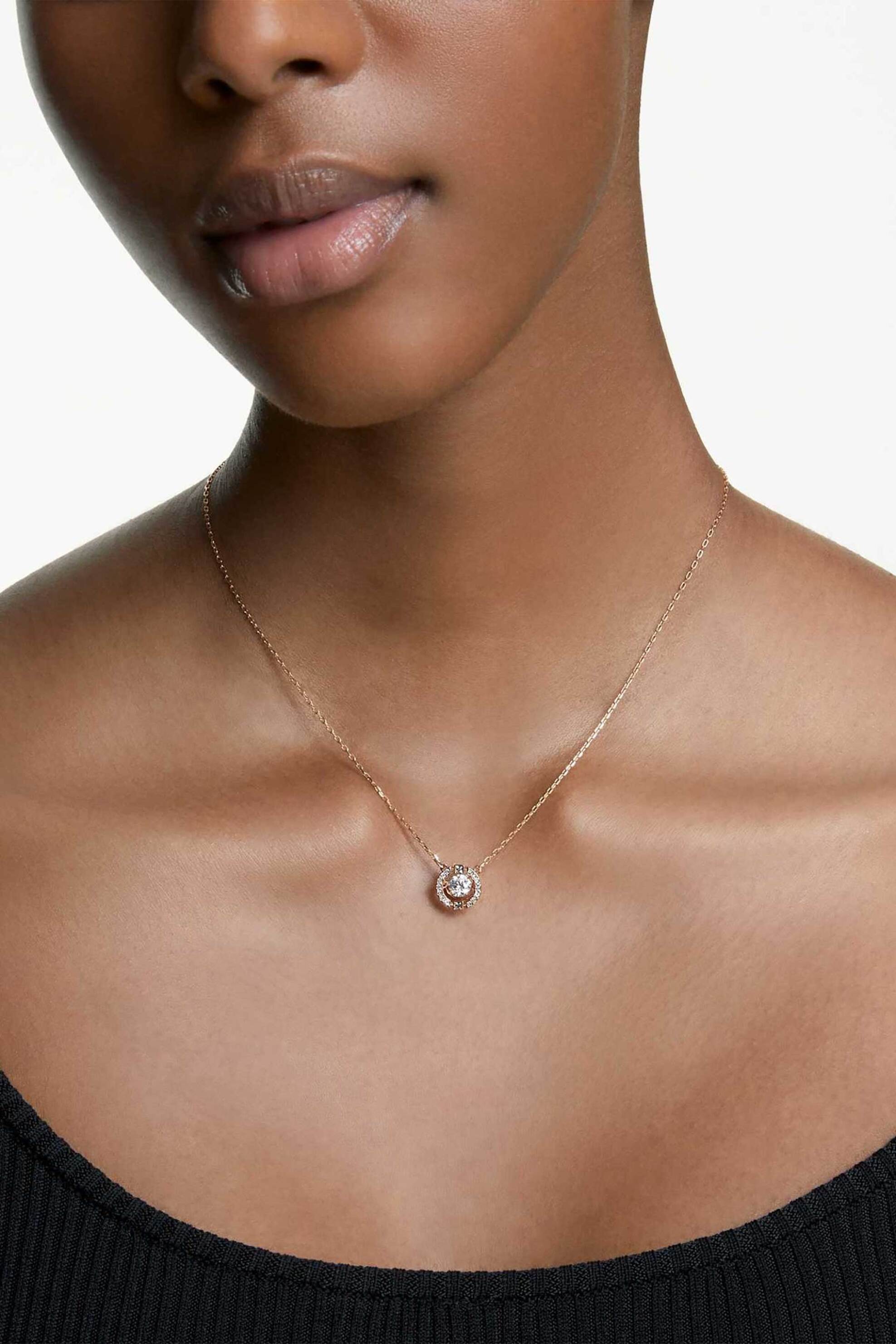 Swarovski Γυναικείο Κολιέ Στρογγυλή Κοπή Λευκό Επιμετάλλωση σε Ροζ Χρυσαφί Τόνο Una - 5272364
