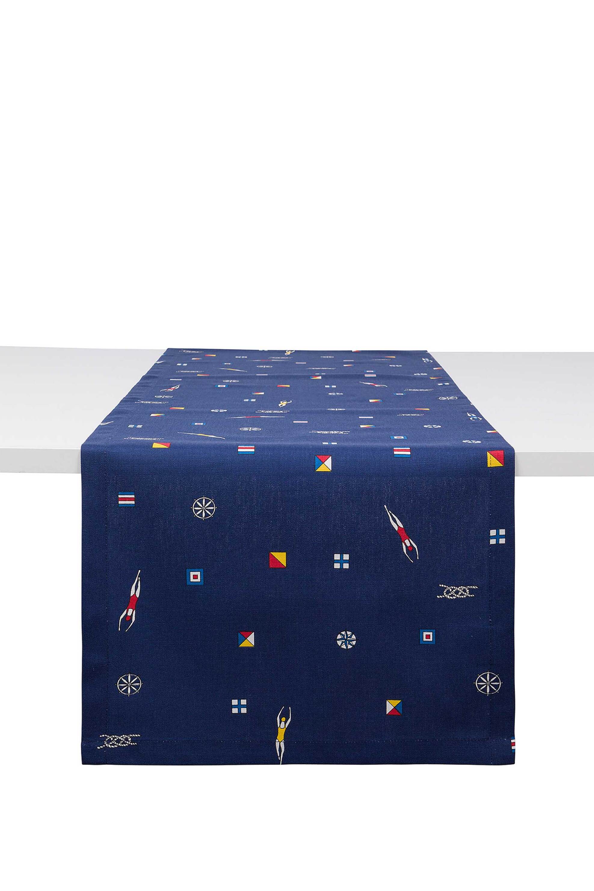 Home > ΚΟΥΖΙΝΑ > Τραβέρσες - Ράνερ Coincasa βαμβακερό ράνερ με nautical flag print 140 x 40 cm - 007357815 Μπλε Σκούρο